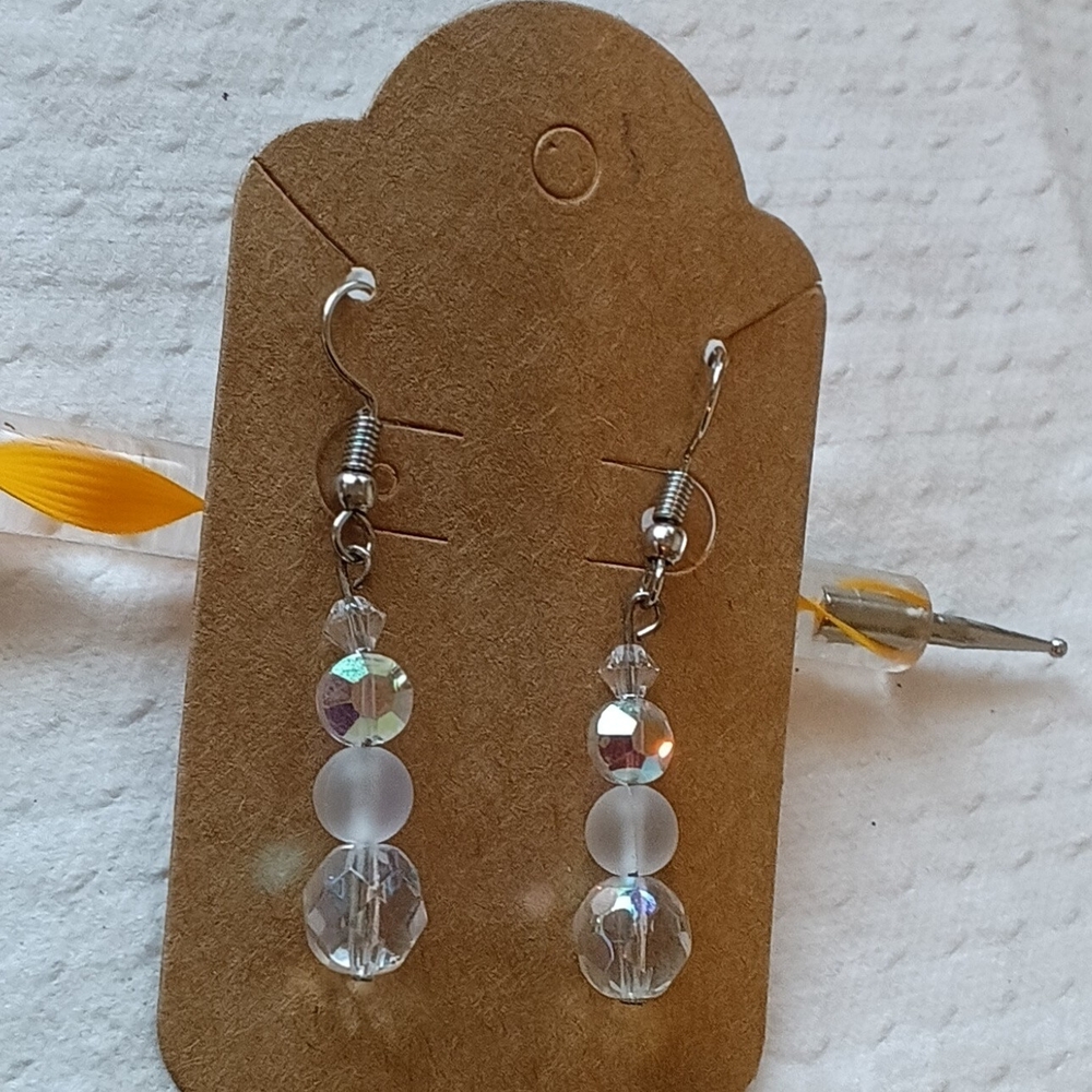 Chic Silver Crystal Bead Earrings